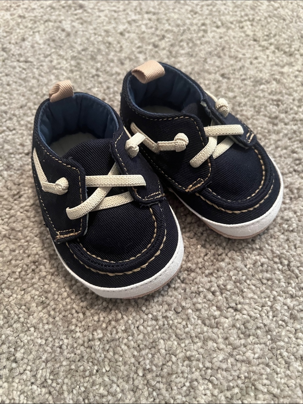 Carter's Navy Canvas Baby Boat Shoes with Cream Laces